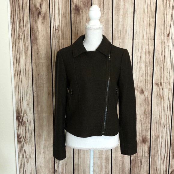 Ann Taylor Jackets & Blazers - Ann Taylor Brown Moto Wool Jacket Size Small